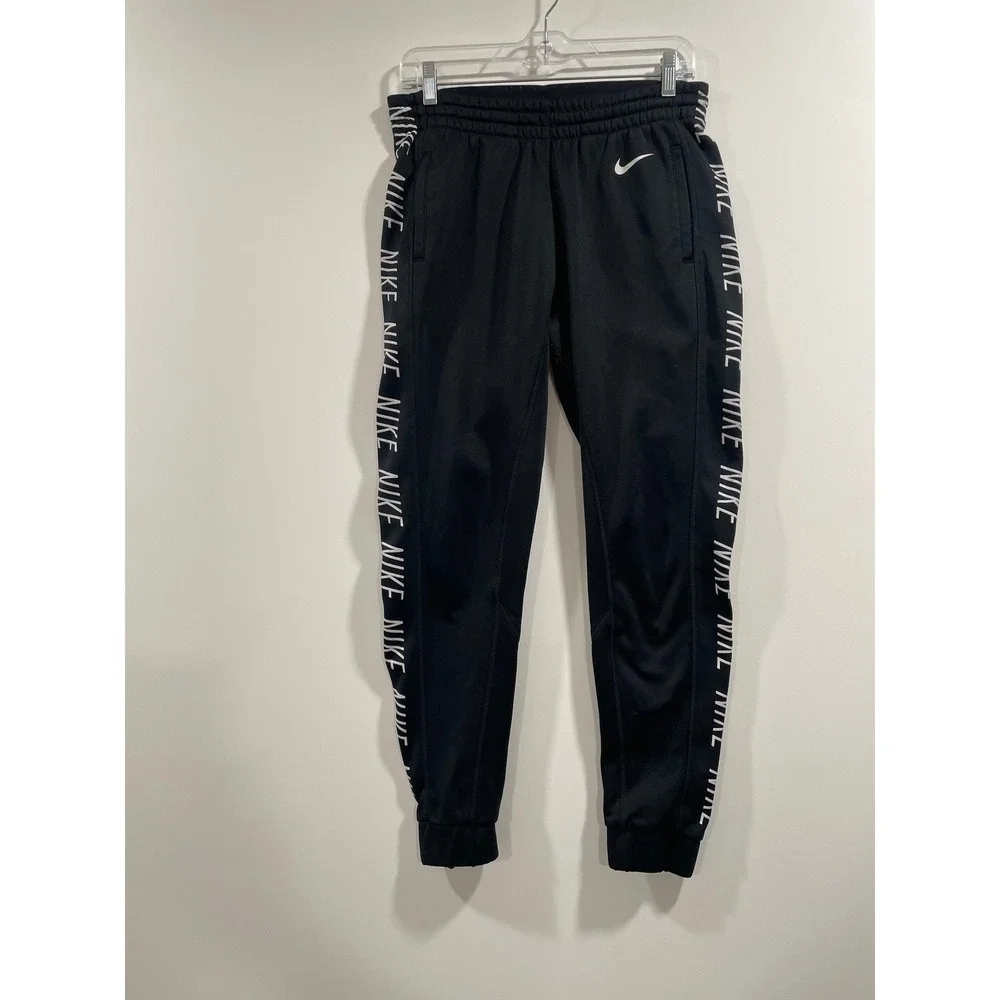 Nike Dri-FIT Men Black Repeat Logo Tape Tapered Joggers Pants 856920 Small